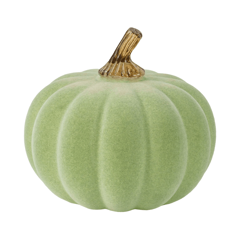 Velvet/Flocked Decorative Pumpkin na may Glass Stem