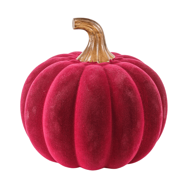 Velvet/Flocked Decorative Pumpkin na may Glass Stem