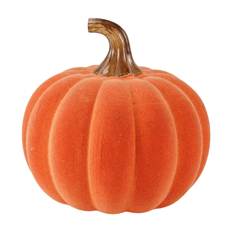 Velvet/Flocked Decorative Pumpkin na may Glass Stem