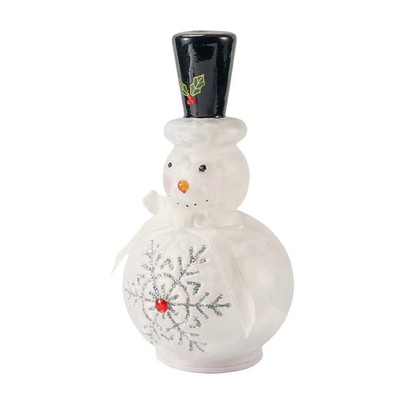 Festive Glass Snowman Figurine (Clear / Matte White Finish)