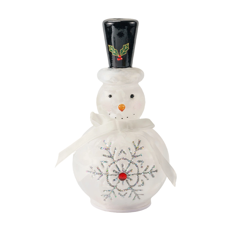 Festive Glass Snowman Figurine (Clear / Matte White Finish)
