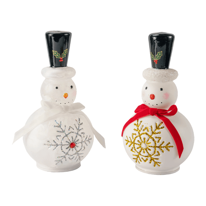 Festive Glass Snowman Figurine (Clear / Matte White Finish)