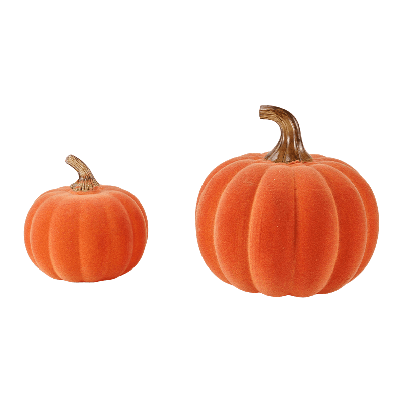 Multi-size na Velvet/Flocked Decorative Pumpkin Set na may Glass Stem