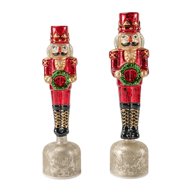 Vintage Mercury Glass Nutcracker Figurine (Red Finish)