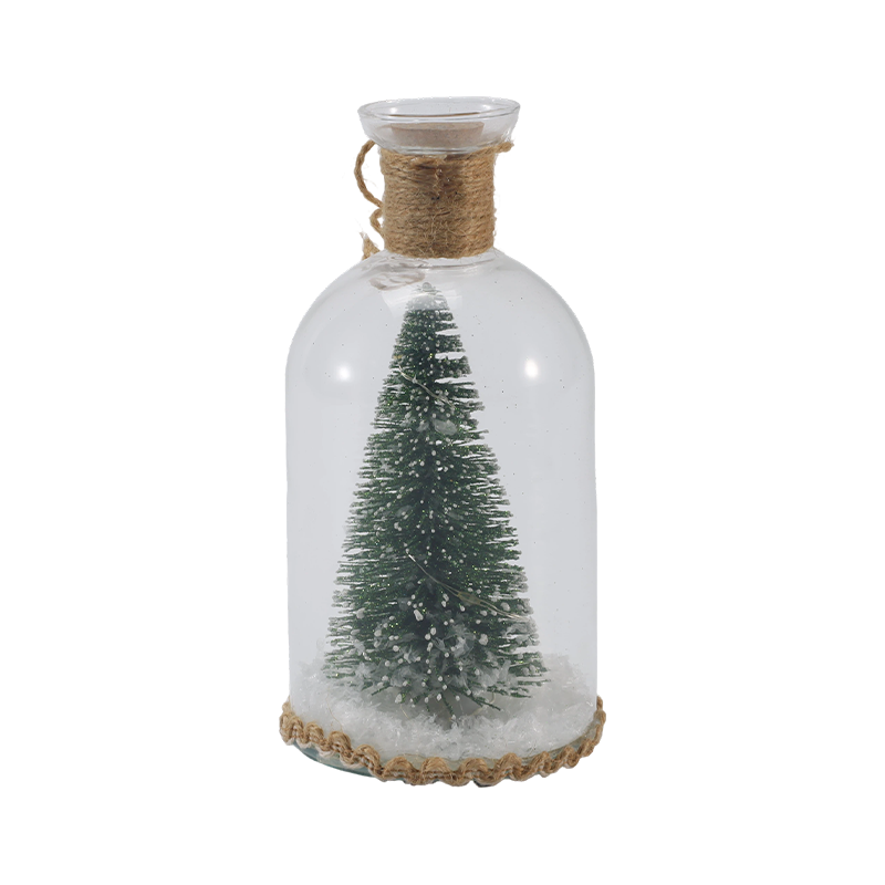 Festive Glass Cloche at Bottle Light (Snowman Scene / Pine Berry / Mga Estilo ng Christmas Tree)