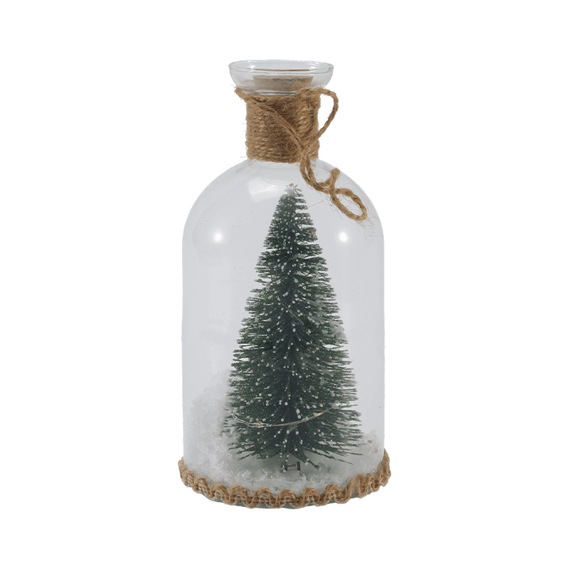 Festive Glass Cloche at Bottle Light (Snowman Scene / Pine Berry / Mga Estilo ng Christmas Tree)