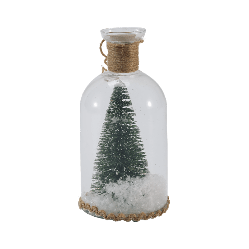 Festive Glass Cloche at Bottle Light (Snowman Scene / Pine Berry / Mga Estilo ng Christmas Tree)