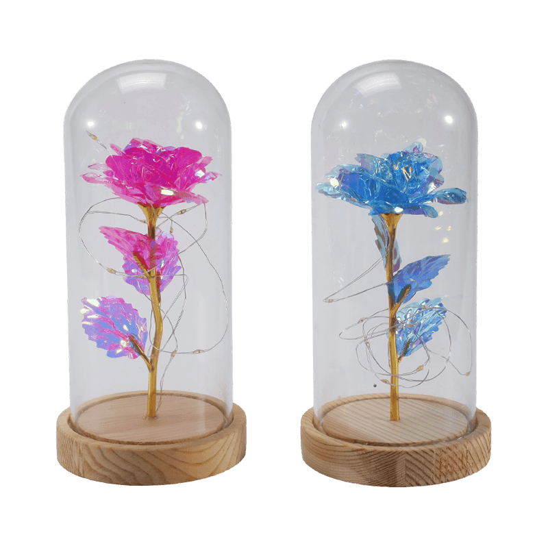 Galaxy Rose Glass Cloche Light (May/Walang Teddy Bear, Maramihang Kulay)