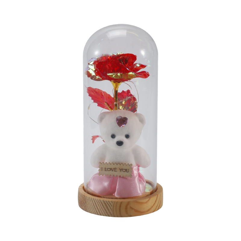 Galaxy Rose Glass Cloche Light (May/Walang Teddy Bear, Maramihang Kulay)