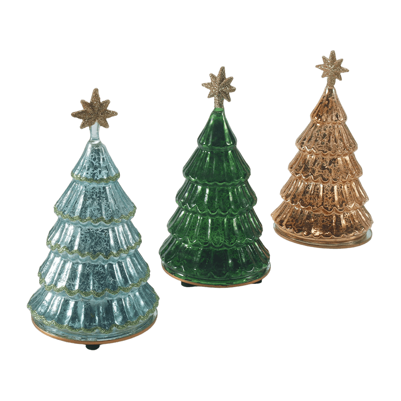 10*20 cm Vintage Mercury Glass Layered Christmas Tree Light