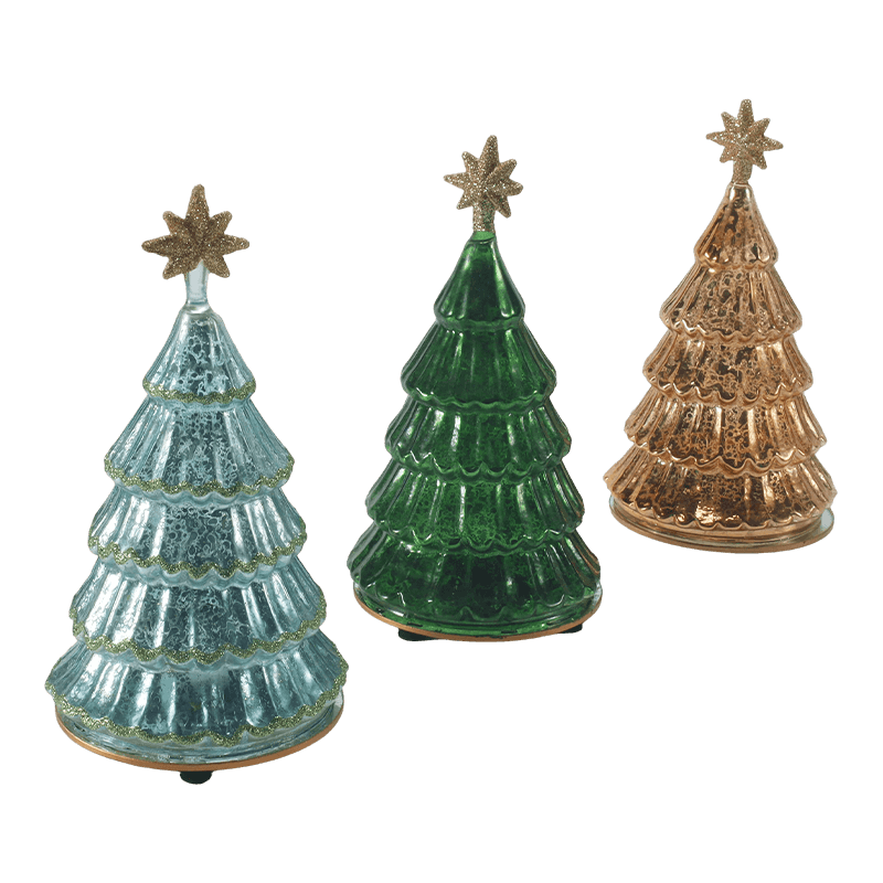 10*20 cm Vintage Mercury Glass Layered Christmas Tree Light