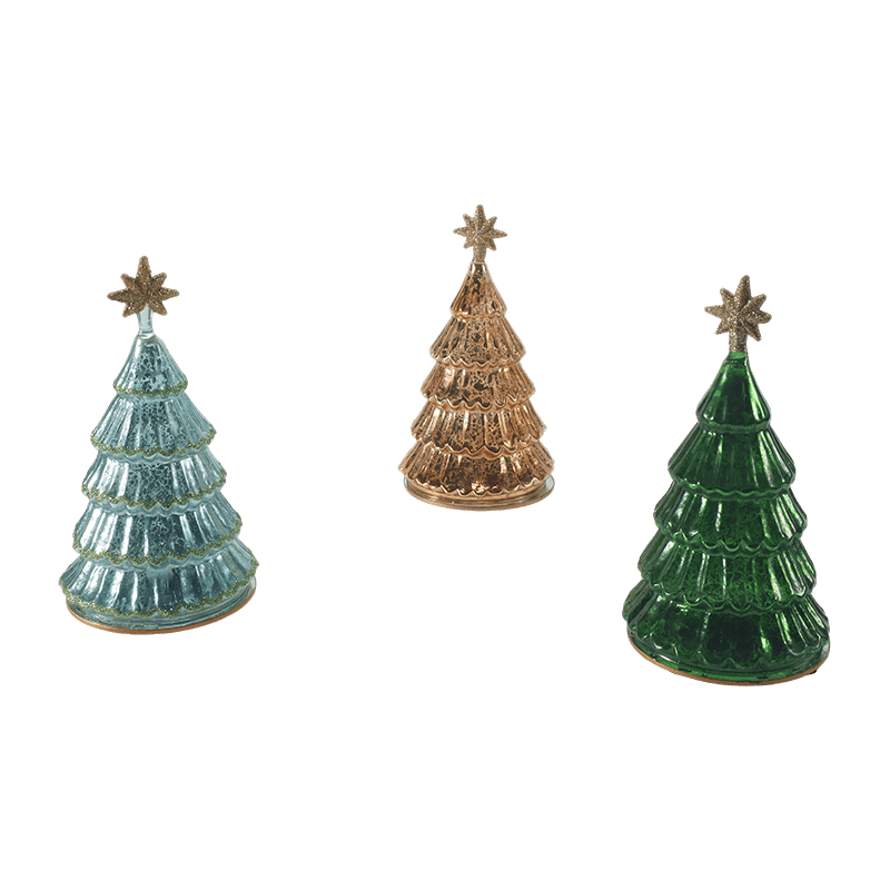 10*20 cm Vintage Mercury Glass Layered Christmas Tree Light