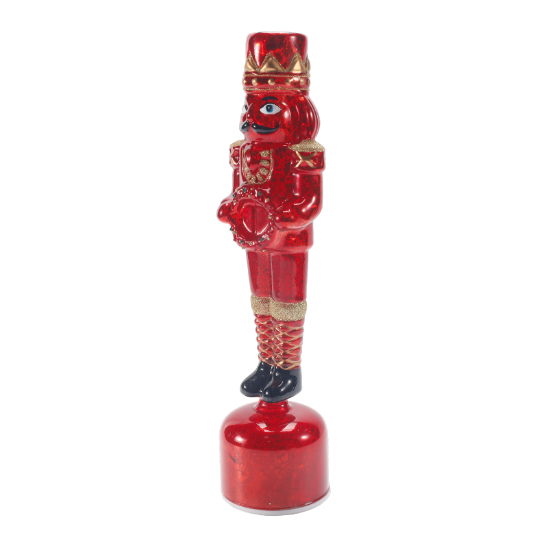 Hand-Blown Mercury Glass Nutcracker Candle Holder