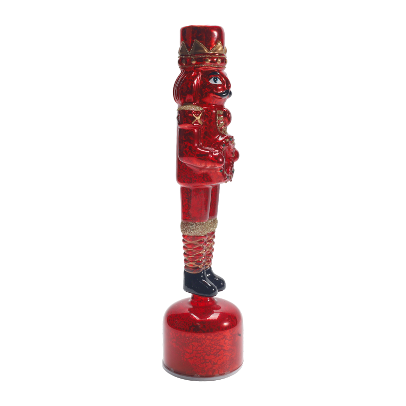 Hand-Blown Mercury Glass Nutcracker Candle Holder