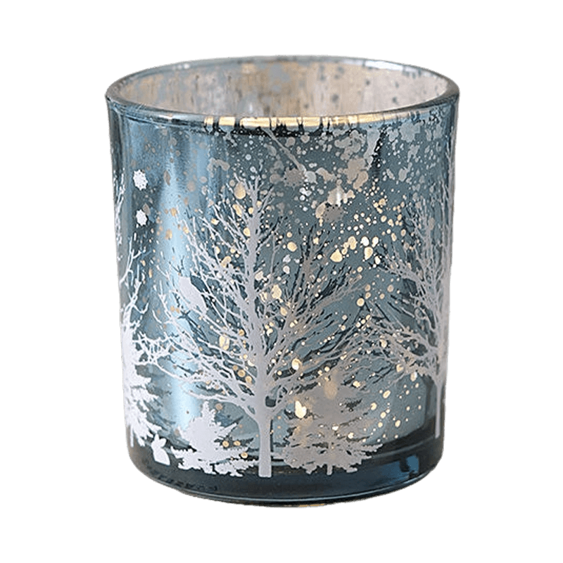 8*9cm Electroplated Carved Glass Candlestick Holder Cup Festive Decor Edition
