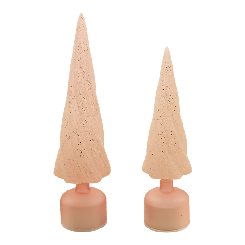 10×33 cm at 10×38 cm Mga Sukat ng Festive Rotatable Glass Christmas Tree na may LED Lights