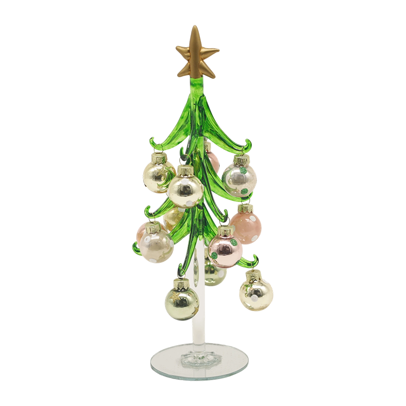 10×25 cm at 10×30 cm Festive Glass Christmas Tree na Pinalamutian ng Mga Opsyon sa Dekorasyon na Bola