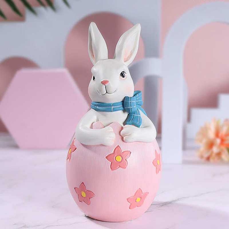 8*16cm Resin Easter Bunny Figurine Dekorasyon Set