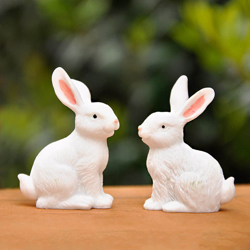 8cm Resin Easter Bunny Figurine Dekorasyon Set