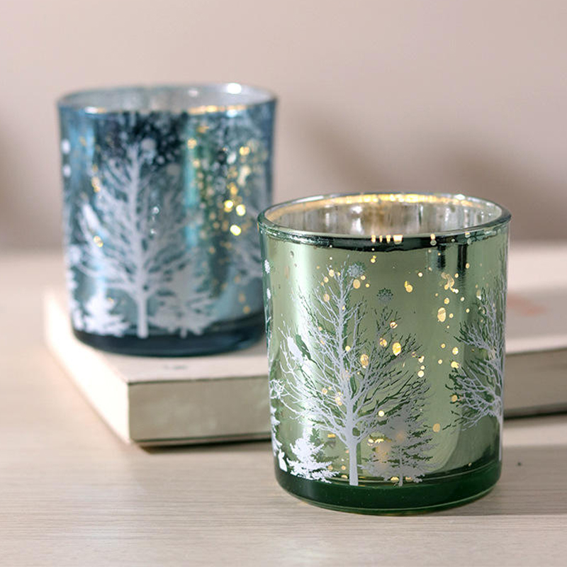 8*9cm Electroplated Carved Glass Candlestick Holder Cup Festive Decor Edition