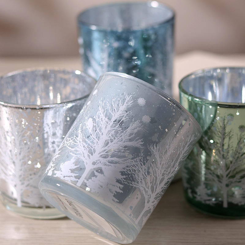 8*9cm Electroplated Carved Glass Candlestick Holder Cup Festive Decor Edition