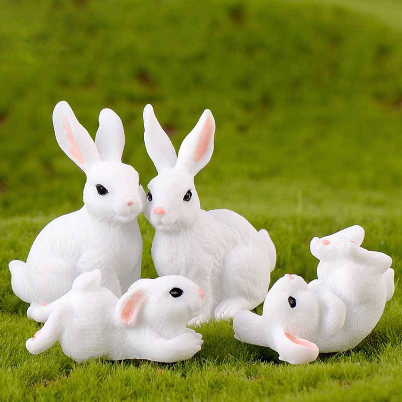 8cm Resin Easter Bunny Figurine Dekorasyon Set