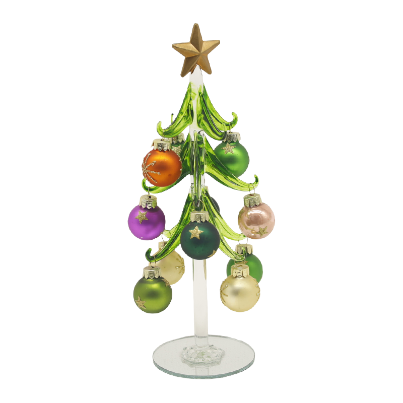 10×25 cm at 10×30 cm Festive Glass Christmas Tree na Pinalamutian ng Mga Opsyon sa Dekorasyon na Bola