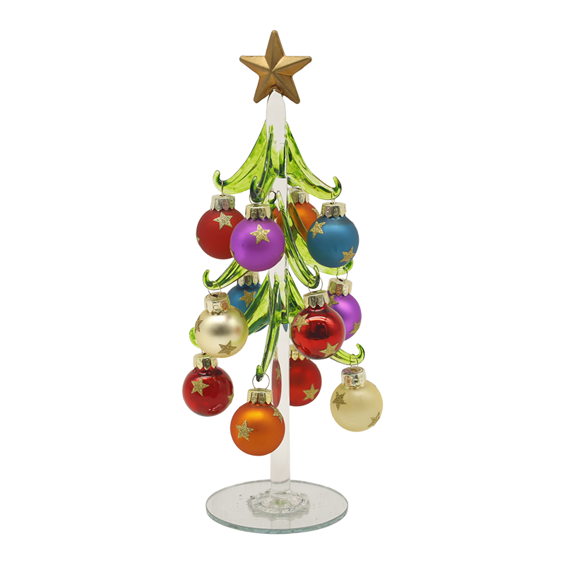 10×25 cm at 10×30 cm Festive Glass Christmas Tree na Pinalamutian ng Mga Opsyon sa Dekorasyon na Bola