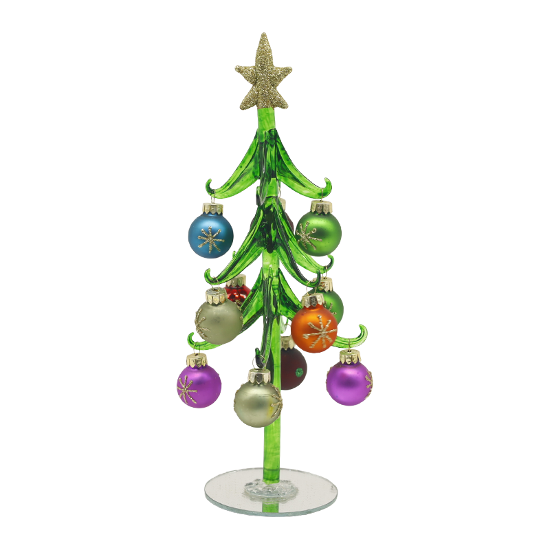 10×25 cm at 10×30 cm Festive Glass Christmas Tree na Pinalamutian ng Mga Opsyon sa Dekorasyon na Bola