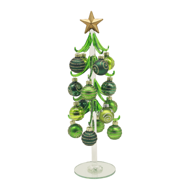 10×25 cm at 10×30 cm Festive Glass Christmas Tree na Pinalamutian ng Mga Opsyon sa Dekorasyon na Bola