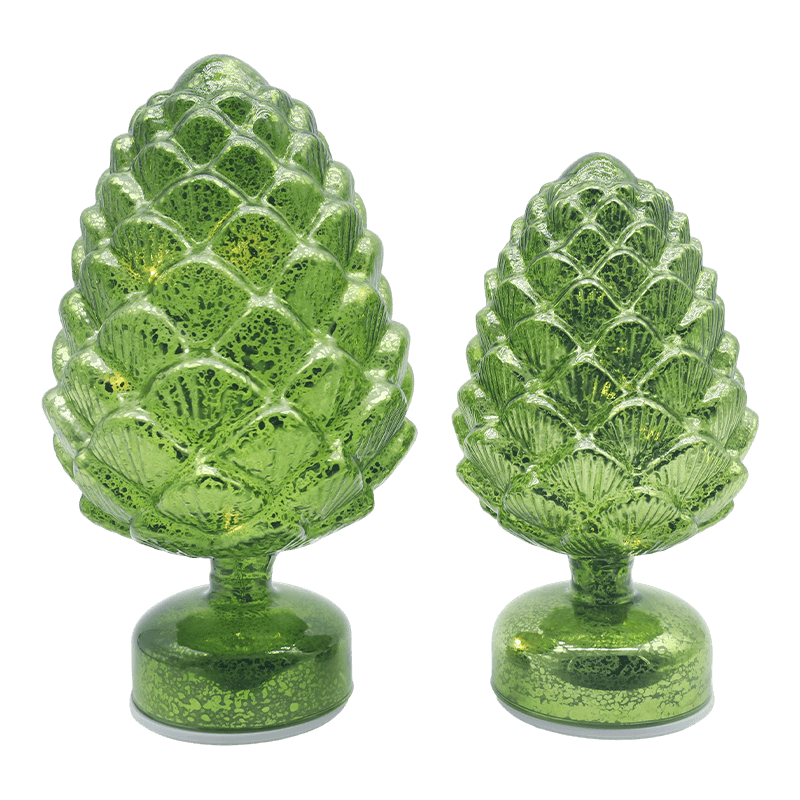 15×28 cm & 11×22 cm Pinecone Christmas Rotating Glass LED Tabletop Dekorasyon