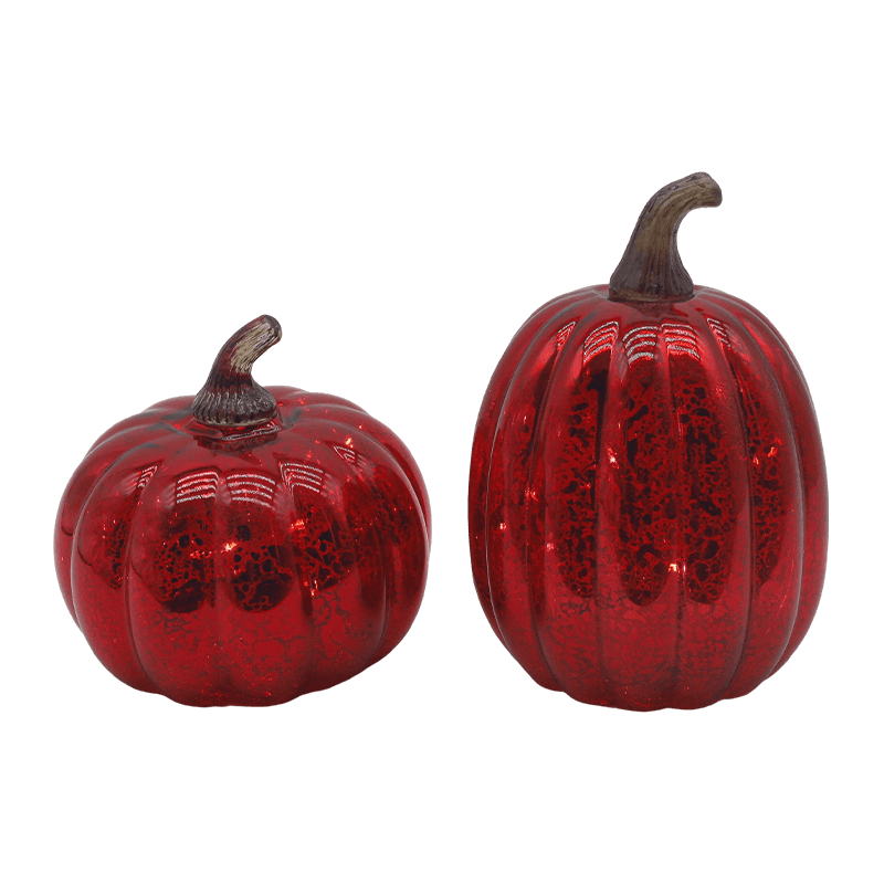 12*15cm Halloween LED Glass Pumpkin Lamp Tabletop Ornament