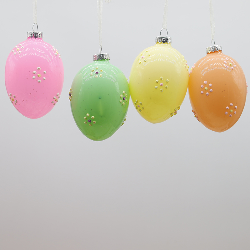 6*8cm Easter Glass Egg Decor Set