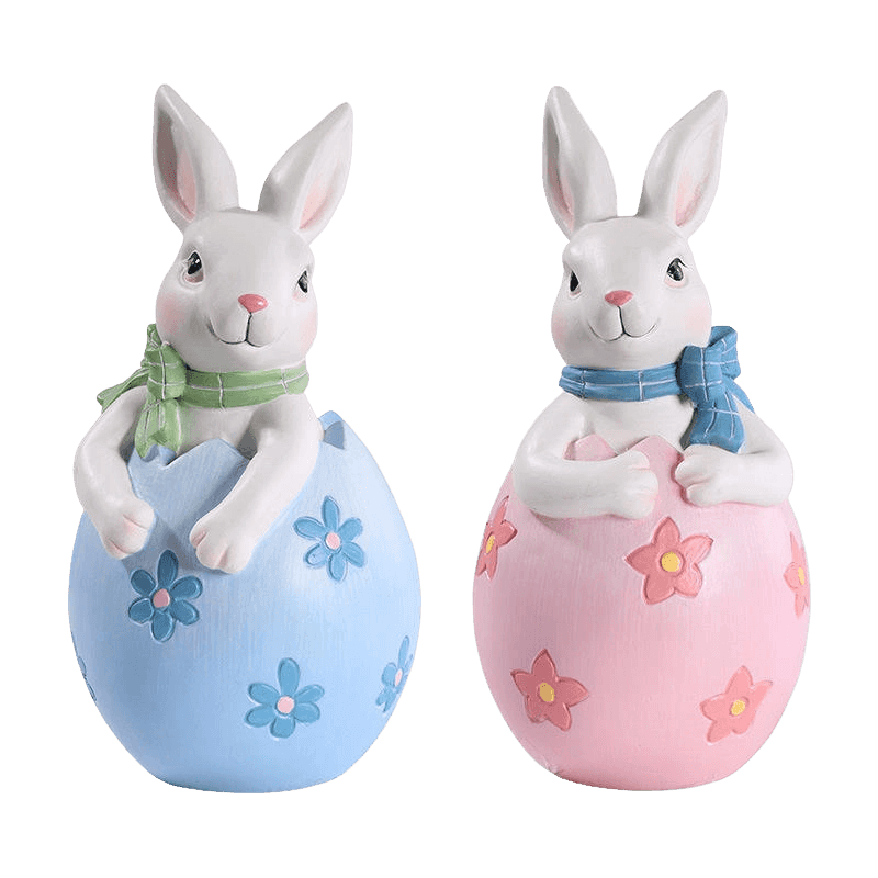 8*16cm Resin Easter Bunny Figurine Dekorasyon Set