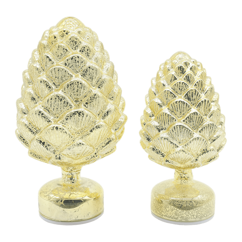 15×28 cm & 11×22 cm Pinecone Christmas Rotating Glass LED Tabletop Dekorasyon