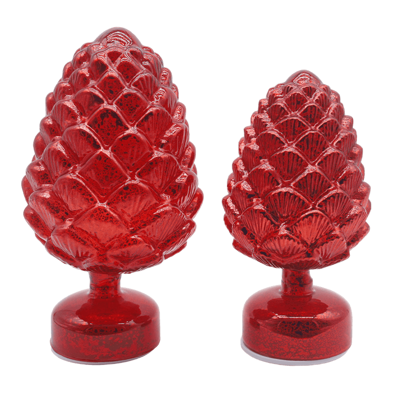 15×28 cm & 11×22 cm Pinecone Christmas Rotating Glass LED Tabletop Dekorasyon